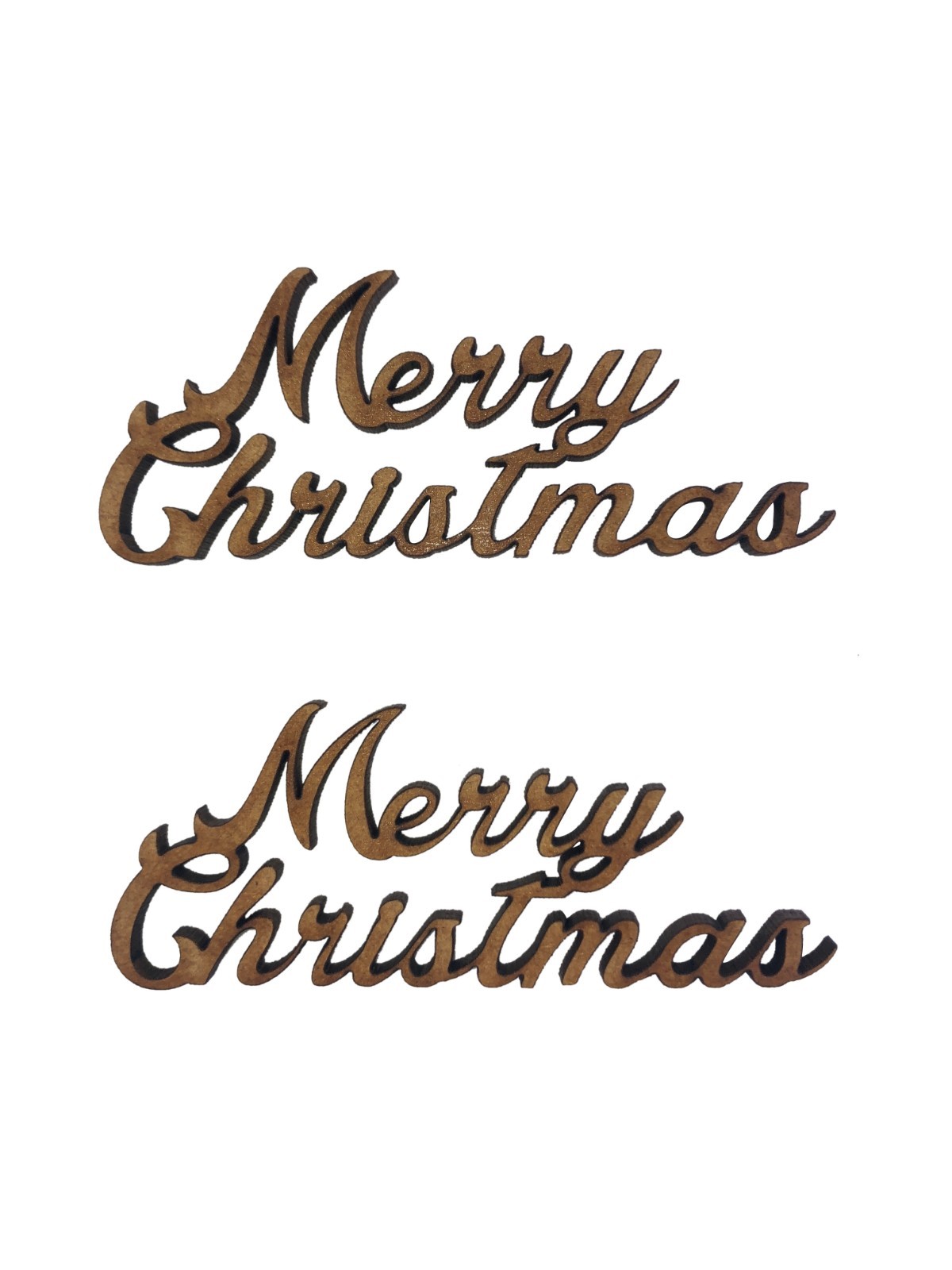 4x Merry Christmas 7cm Wood Craft Embelishments Laser Cut Shape MDF