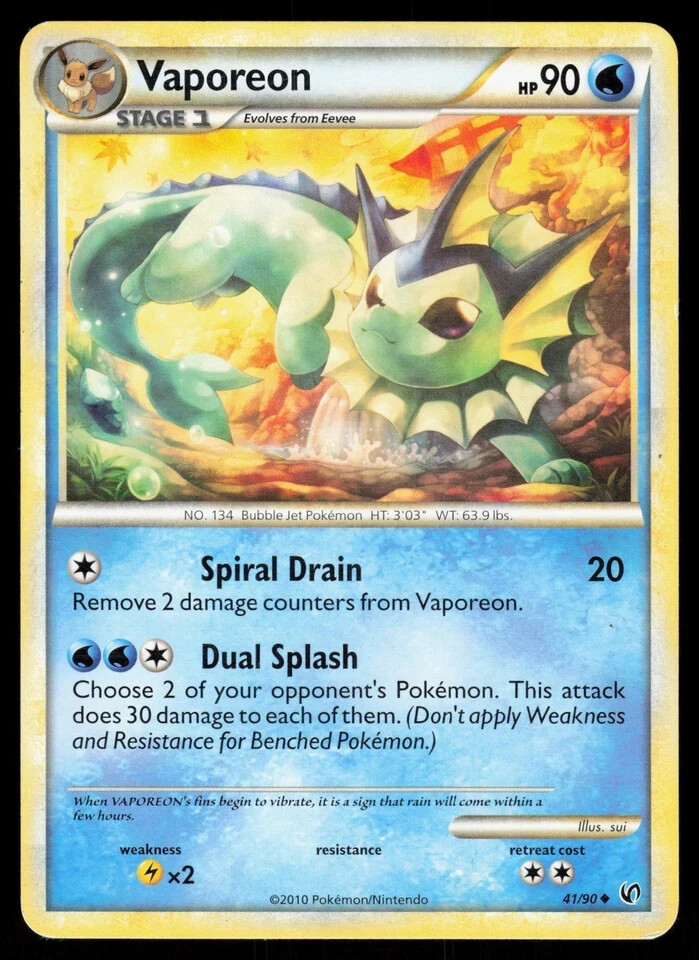 2010 Pokemon Vaporeon Undaunted U 41/90 (LIGHTLY PLAYED)