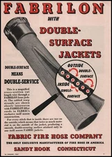 1957 Fabric Hose Cement Sandy Hook CT Fabrilon Fire Hose Jacket Diagram Print Ad