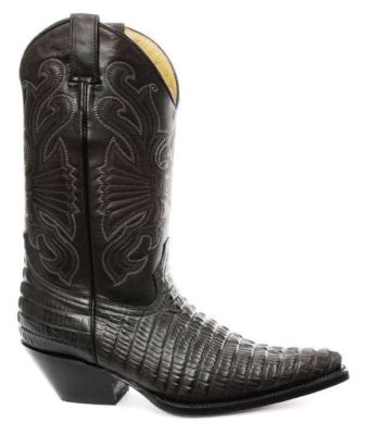 Grinders Carolina Croc Nero Pelle Coccodrillo Coda Stivale Stivali Da Cowboy  Western | eBay