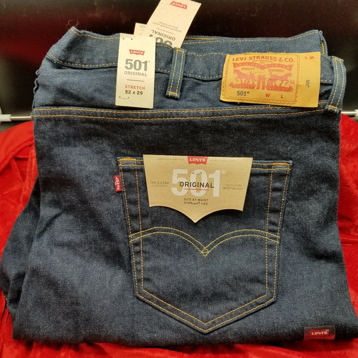 Levi's Men's 501 Original Fit Jeans Big & Tall Size 52 x 29 Blue