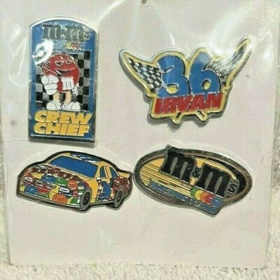 Set of 4 M&M's NASCAR Ernie Irvan #36 Collectors Pins Crew Racing Team 1999 