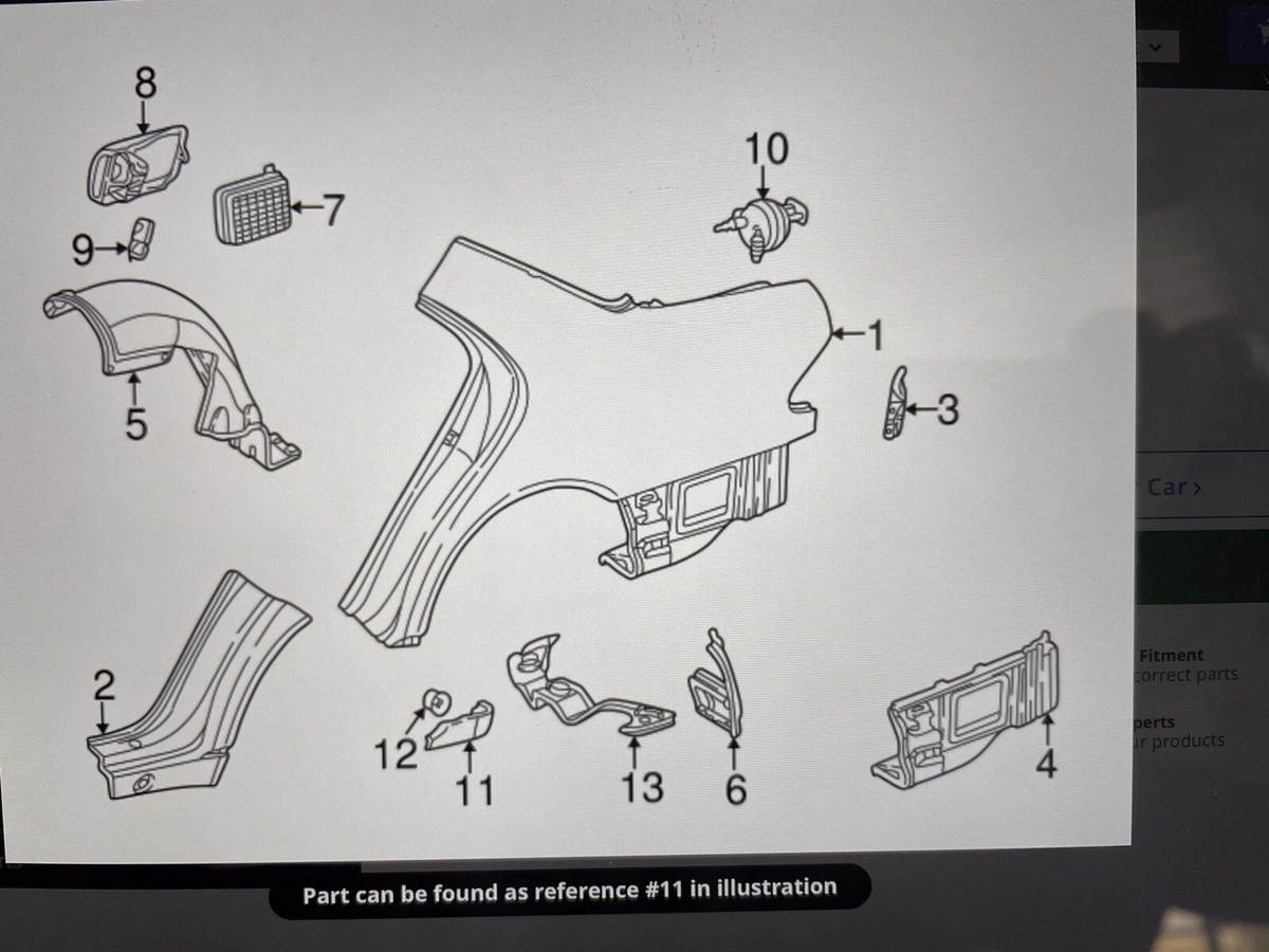 Mercedes-Benz A2106902762 W210 96-99 Left Lower Quarter Molding 