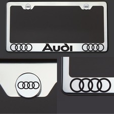 New Chrome T304 License Plate Frame Fit Audi Black Letter Laser Etched Engraved New Chrome T304 License Plate Frame Fit Audi Black Letter Laser Etched Engraved