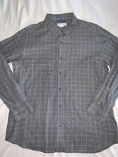 Columbia XL Mens Vapor Ridge Gray Tan Plaid Long Sleeve Shirt Button Up Bin 9