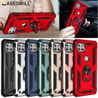 For Motorola One 5G Ace Case Shockproof Ring Stand Phone Cover+Screen Protector