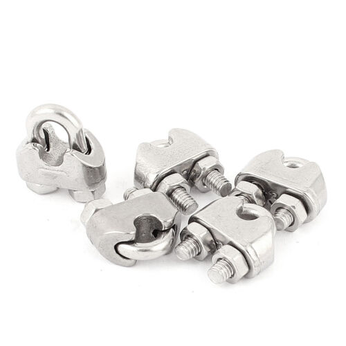 5 Pcs 3mm 1/8" Stainless Steel Wire Rope Cable Clamp Clips Fastener - Afbeelding 1 van 1