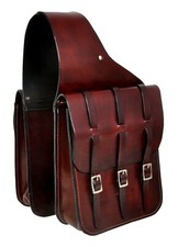 Horse Saddle Bag Cow Hide Genuine Leather Western Trail Tooling Carving
