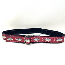 Vineyard Vines Belt Navy Blue Red Cotton Fish Loops Adjustable Kids 32 Inches
