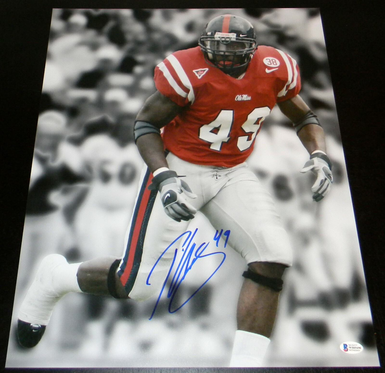 Patrick Willis Autographed Signed Ole Miss Rebels MISSISSIPPI 16x20 SPOTLIGHT PHOTO BECKETT 