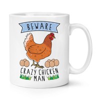 Beware VerrüCkte Huhn Mann 284Ml Becher Tasse - Lustig Tier Haustier