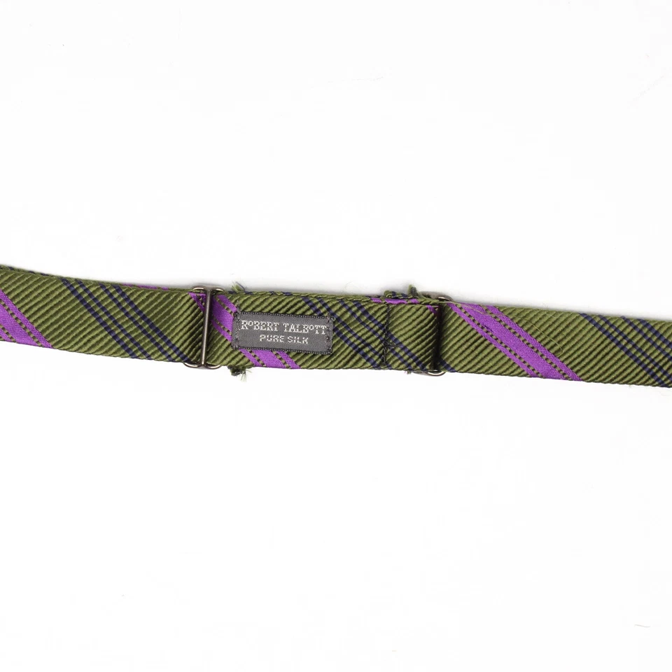 Pajarita de seda para hombre Robert Talbott verde púrpura azul marino rayas mariposa Foto 4 de 4