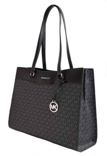 Sac Michael Kors sac à main Jet Set Travel LG MF PKT logo mort noir neuf - Photo 6 sur 14