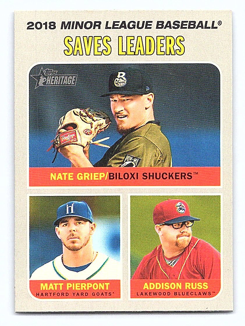 2019 Topps Heritage Minor League Addison Russ/Nate Griep/Matt Pierpont ...