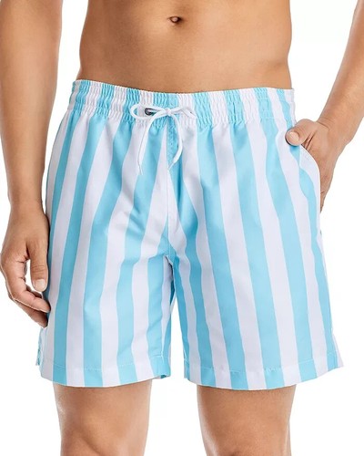 Trunks Surf & Swim Co. L9103 Mens Blue/White Sano Striped Swim Trunks Size XL - 第 1/4 張圖片