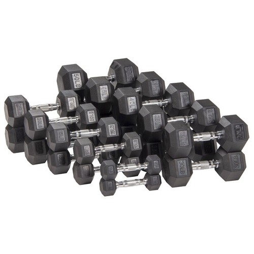 30 lb Rubber Encased Hex Dumbbell 2 Pack Anti-Roll Comfort Grip Fitness Dumbbell - Picture 7 of 7