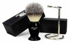 Synthetic Hair Shaving Brush in Black  Stand Perfect For Easy  Smooth Shave