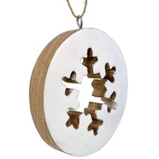 Wood White Snowflake - Rustic Winter Christmas Holiday Tree Ornament