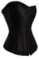 Vollbrust Corsage schwarz Gothic Korsett Satin         Wäschebeutel