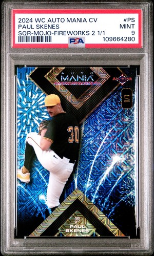 2024 Wild Card 1/1 PAUL SKENES Rookie #PS Square Mojo Fireworks PSA 9
