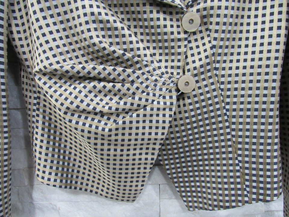 Jaqueta Giorgio Armani Blazer 38 Azul Dourado Jaqueta Jacquard Prega Frente 34"" Busto - Imagem 3 de 4