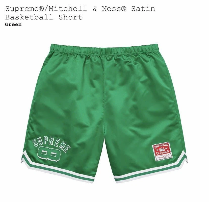Short de basketball Supreme Mitchell Ness satin vert taille S