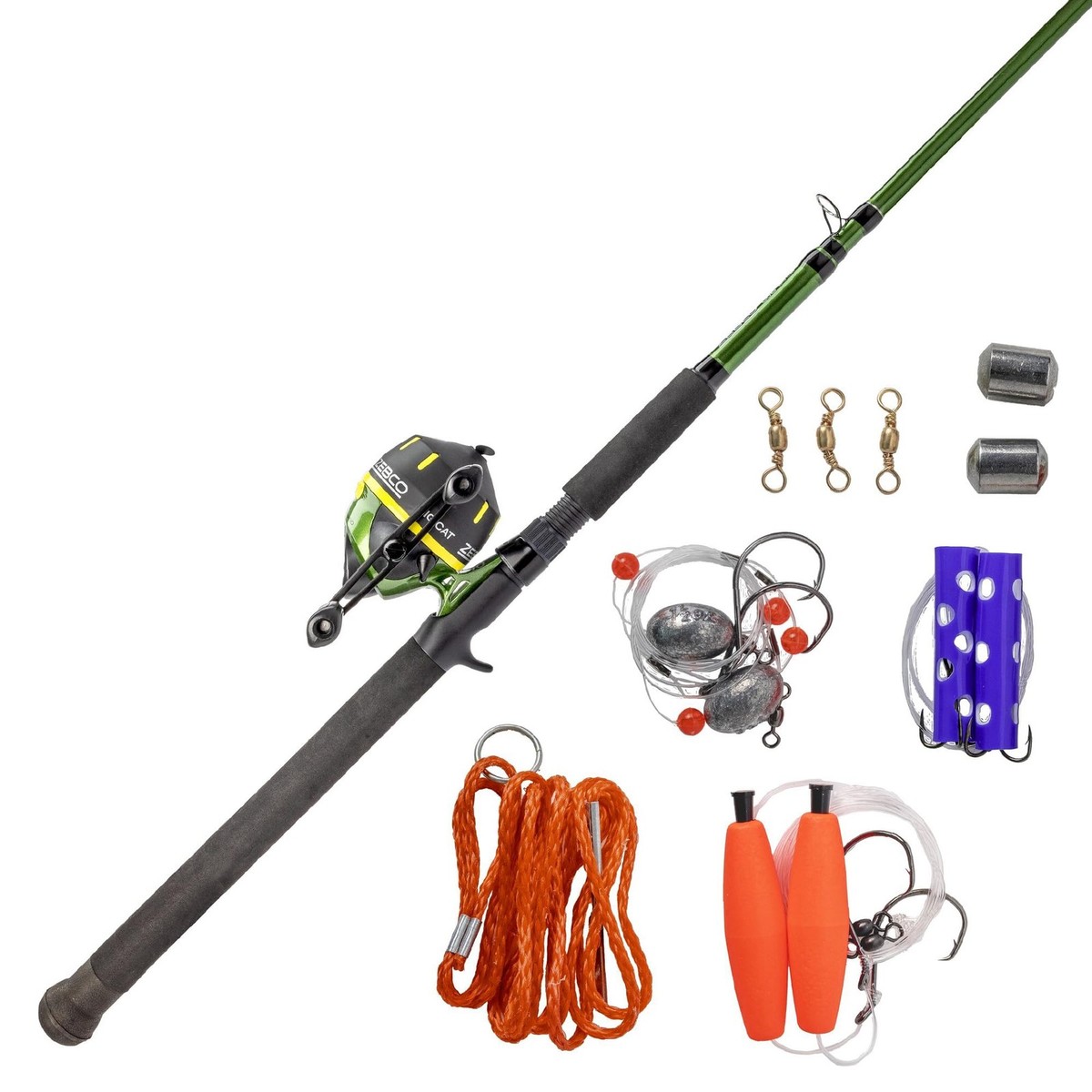 Zebco 606 Big Cat Spincast Reel & 7ft 2-Piece Rod Combo w/ Tackle