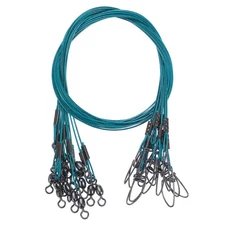 15Pcs Steel Fishing Wire Leader Line with Swivel and Snap 125LB 21 Inch, Blue