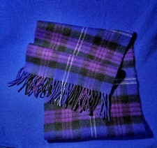Clans Scotland 100 Pure New Wool Purple, Black and Blue Plaid Scarf