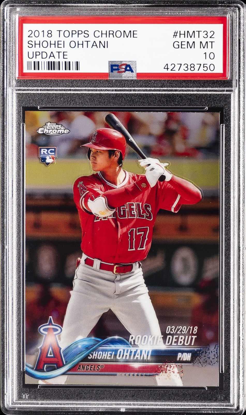 2018 TOPPS CHROME UPDATE #HMT32 SHOHEI OHTANI ROOKIE RC PSA 10