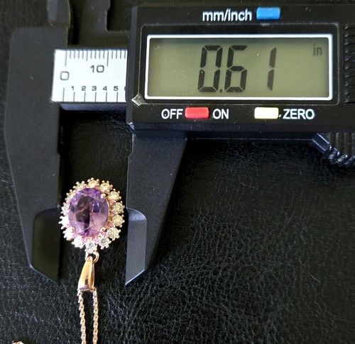 🔮AAA RDF AMETHYST 18K RG 925 STERLING SAPPHIRE MOISSANITE HALO PENDANT NECKLACE - Picture 9 of 13