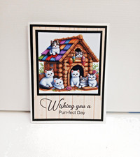 Card Kit Cute litter of kittens "Purr-fect Day" Total 4 cards with envies
