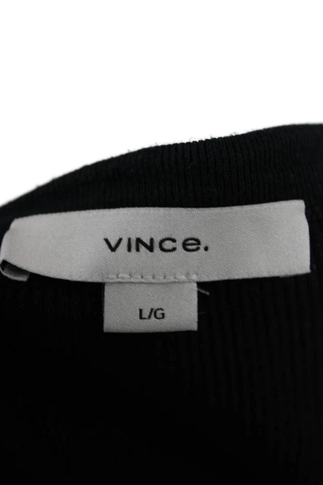 Vince женщин основной без рукавов бак черный дизайнерский хлопок модальный размер L - Изображение 4 из 4