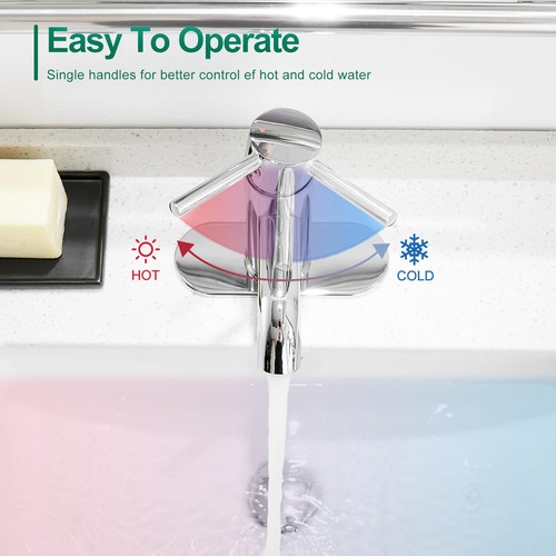 Modern Bathroom Faucet Chrome Single Handle One Hole Sink Faucet Commercial L... - Picture 4 of 6