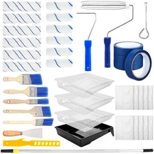 41 Pcs Paint Roller Kit with Extension Pole 2 to 4 ft Pole 4 9 Paint Rollers ...