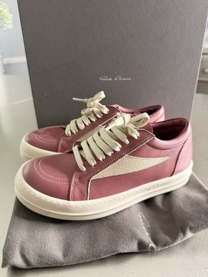 RICK OWENS SS24 LIDO SUEDE CALF LEATHER VINTAGE SNEAKERS VANS (DUSTY PINK,32
