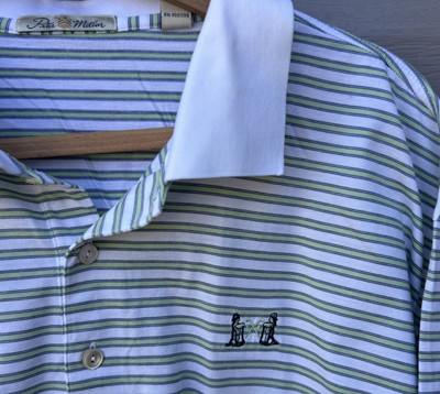 Peter Millar Shirt Men's XL Green Striped NGLA National Golf Links of America