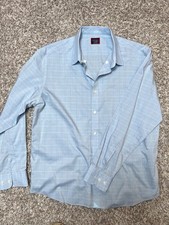 UNTUCKit Charly WF Shirt Mens XL Slim Light Blue Plaid Wrinkle Free Button Down