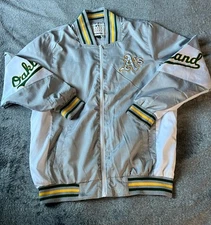 Oakland Athletic Satin Bomber Jacket Medium Men JH Design Genuine Merchandise