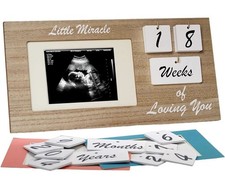 Brown Ultrasound Sonogram Picture Frame with Milestone Tracker   Eleganten Wood