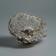 Godinger Silver Plated Grape Vine Pattern Baskets Vintage Set Of 2 w/ Box #1933 