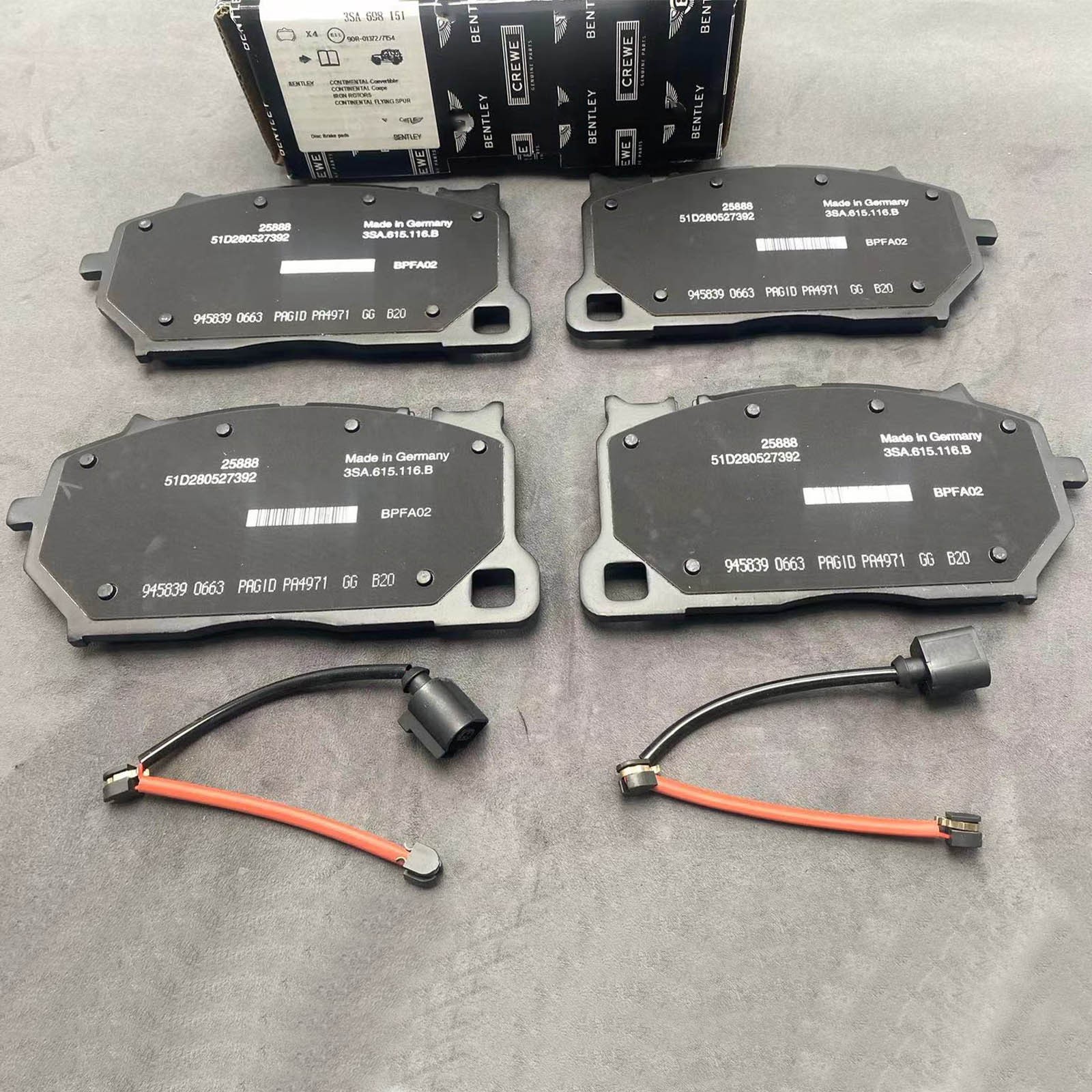 Bentley Continental GT 2020 Front Brake pad kits Set P/N 971698451B