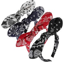 4 Pack Bandana Headbands for Women Bow Headbands for Women Paisley Print