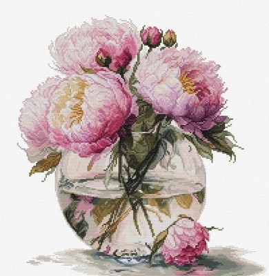 Cross Stitch Kit ''Bouquet of Peonies,'' B7028 Luca-S Unprinted Сanvas
