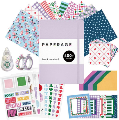 Junk Journal & Scrapbook Kit, Hardcover Blank Journal Notebook, 20 Patterned Pap
