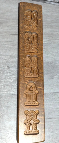 Vtg 15.5" Dutch Wood Strip Cookie Springerle Mold Windmill Folk Art Wall Decor