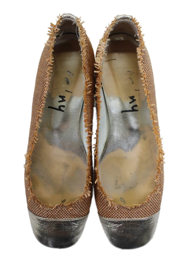 FS/NY Womens Slip On Woven Silver Toe Flat Shoes Beige Size 6.5 US - Image 2 of 4