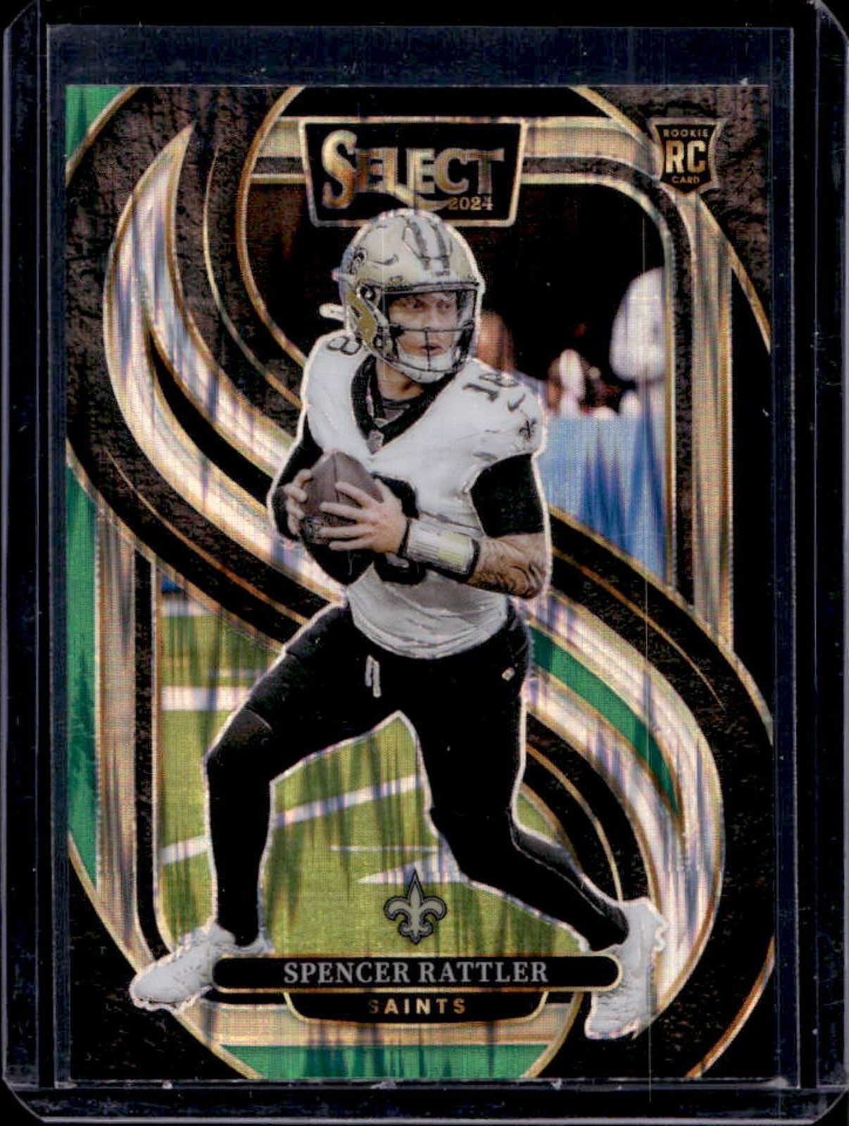 2024 Select Spencer Rattler Premier RC Black and Green Prizm Shock #130 Saints