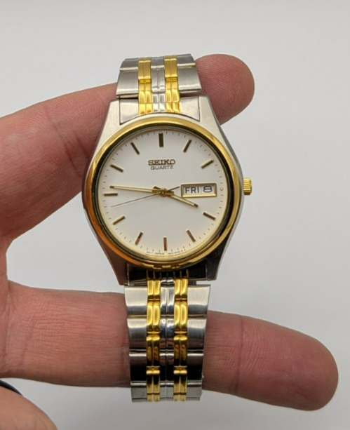Seiko President Watch 34MM Silver Dial Two Tone Daydate SGF204