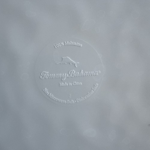 Tommy Bahama White Gray Tan 11” Melamine Dinner Plates & Bowls Set of 8 - Picture 7 of 11